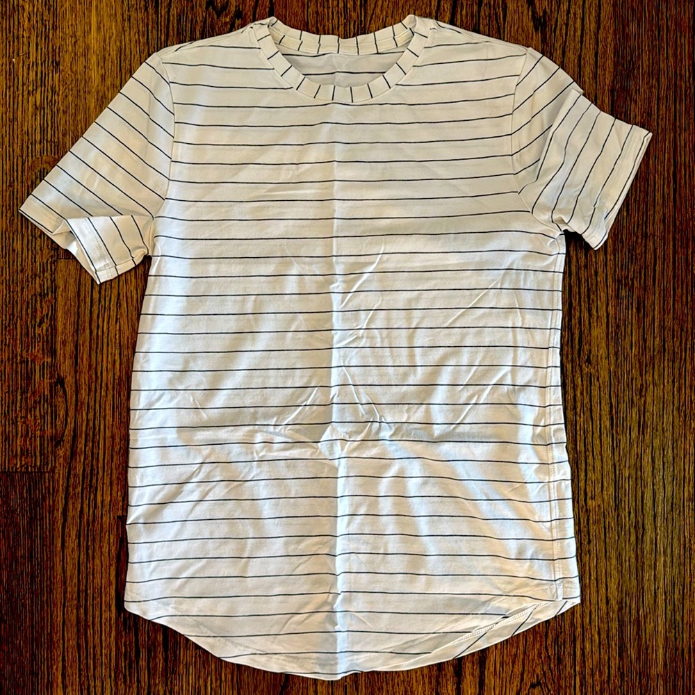 Lululemon love curved-hem crewneck white shirt with black stripes